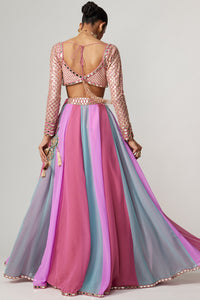 Mauve Multicolour Lehenga Pants Set