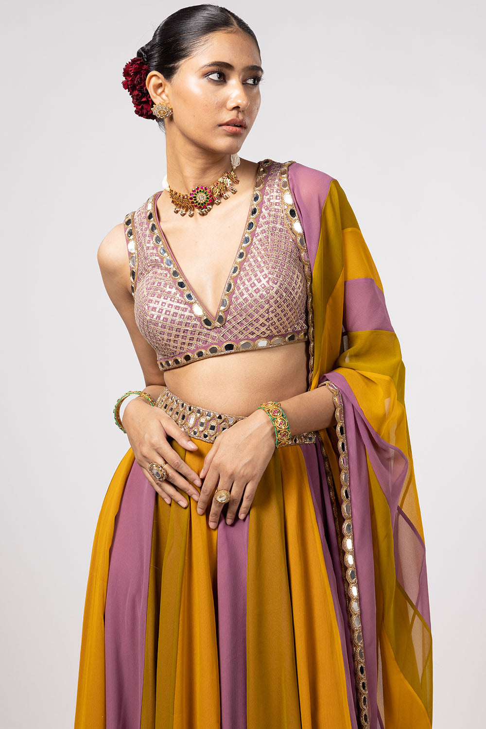 Green Lehenga Pants Set