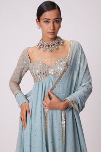 Powder Blue High Low Kurta Set