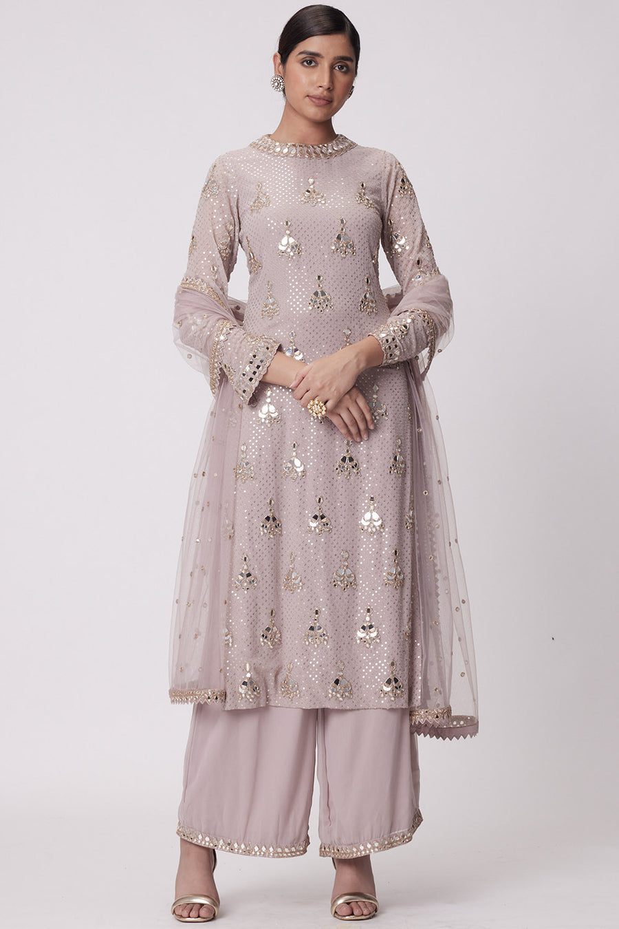 Ash Pink Straight Kurta Set