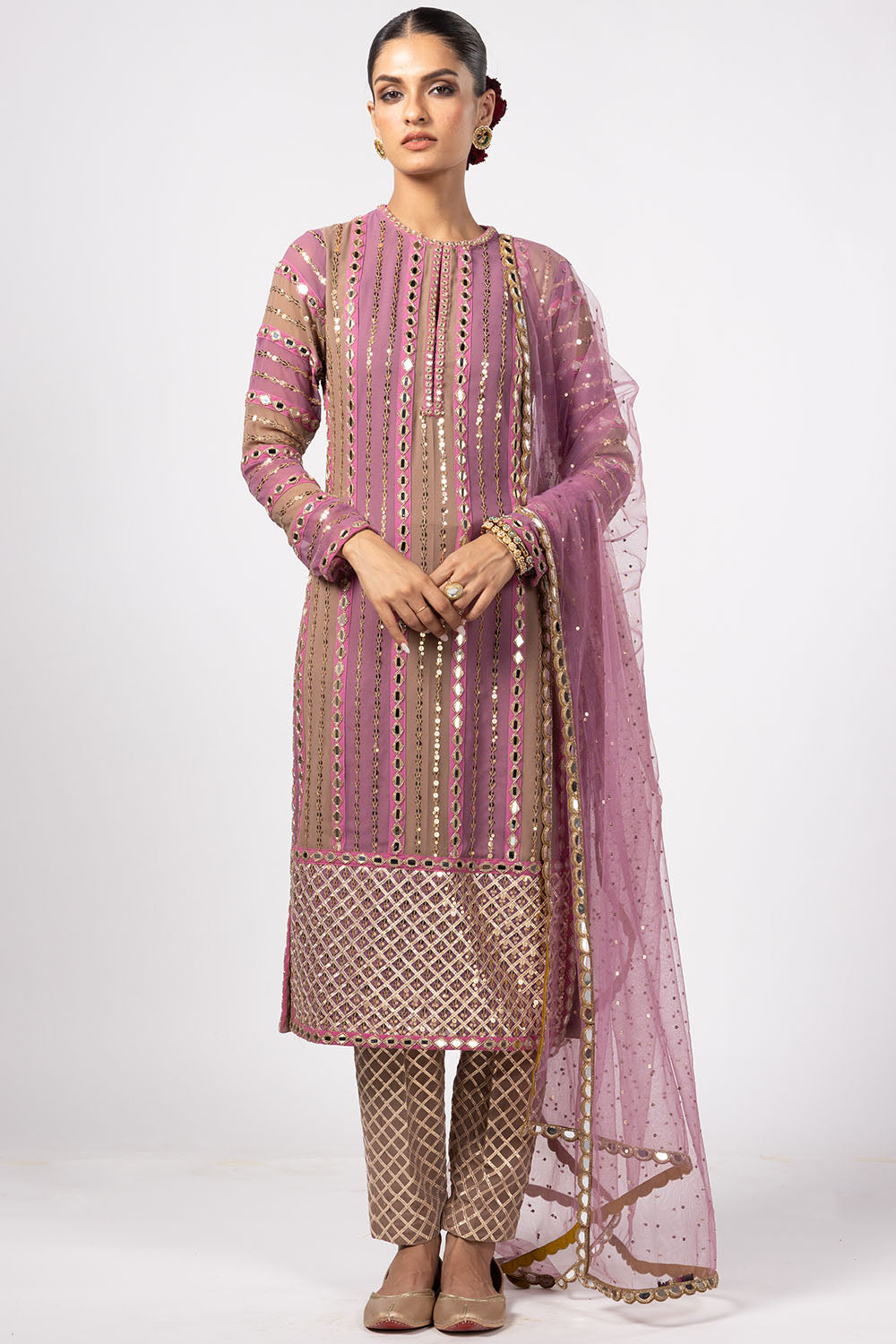 Mud Mauve Mirror Kurta Set