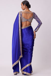 Persian Blue Satin Saree Set