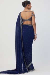 Deep Blue Embroidered Saree