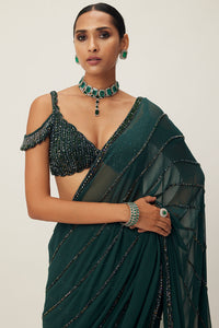 Jade Green Embroidered Saree