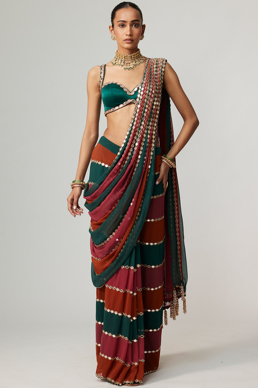 Cranberry Multicolour Saree
