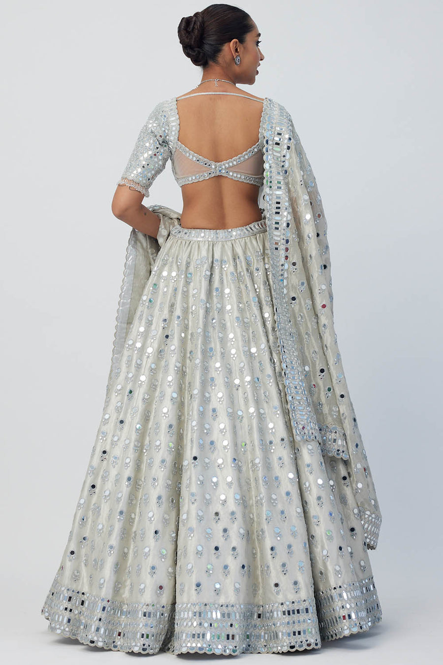 Silver Shimmer Organza Lehenga Set