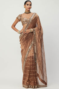 Copper Shimmer Organza Saree Set