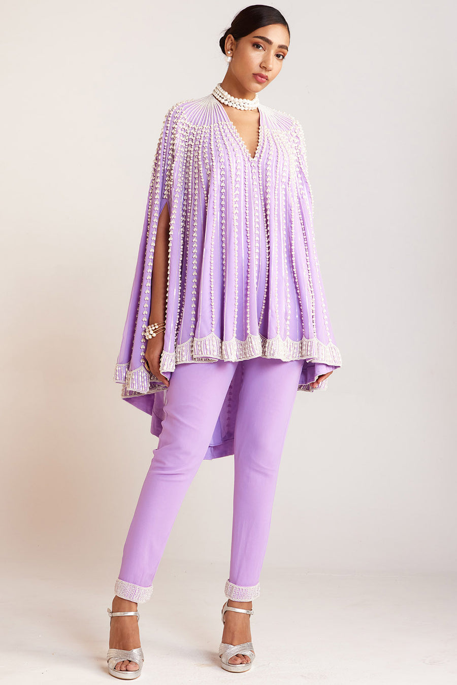Lilac Pearl Cape with Pants