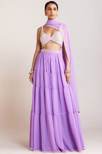 Lilac Embellished Sharara Set