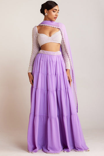 Lilac Pearl Sharara Set