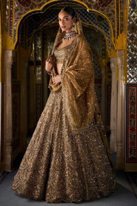 Antique Gold Scalloped Lehenga Set