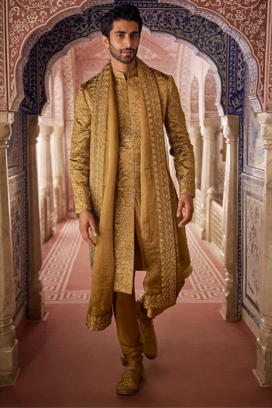 Antique Gold Sherwani Set