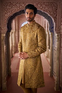 Antique Gold Sherwani Set