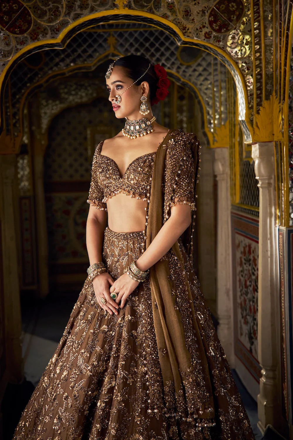 Bronze Tissue Lehenga Set