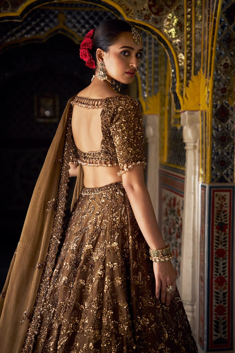 Bronze Tissue Lehenga Set