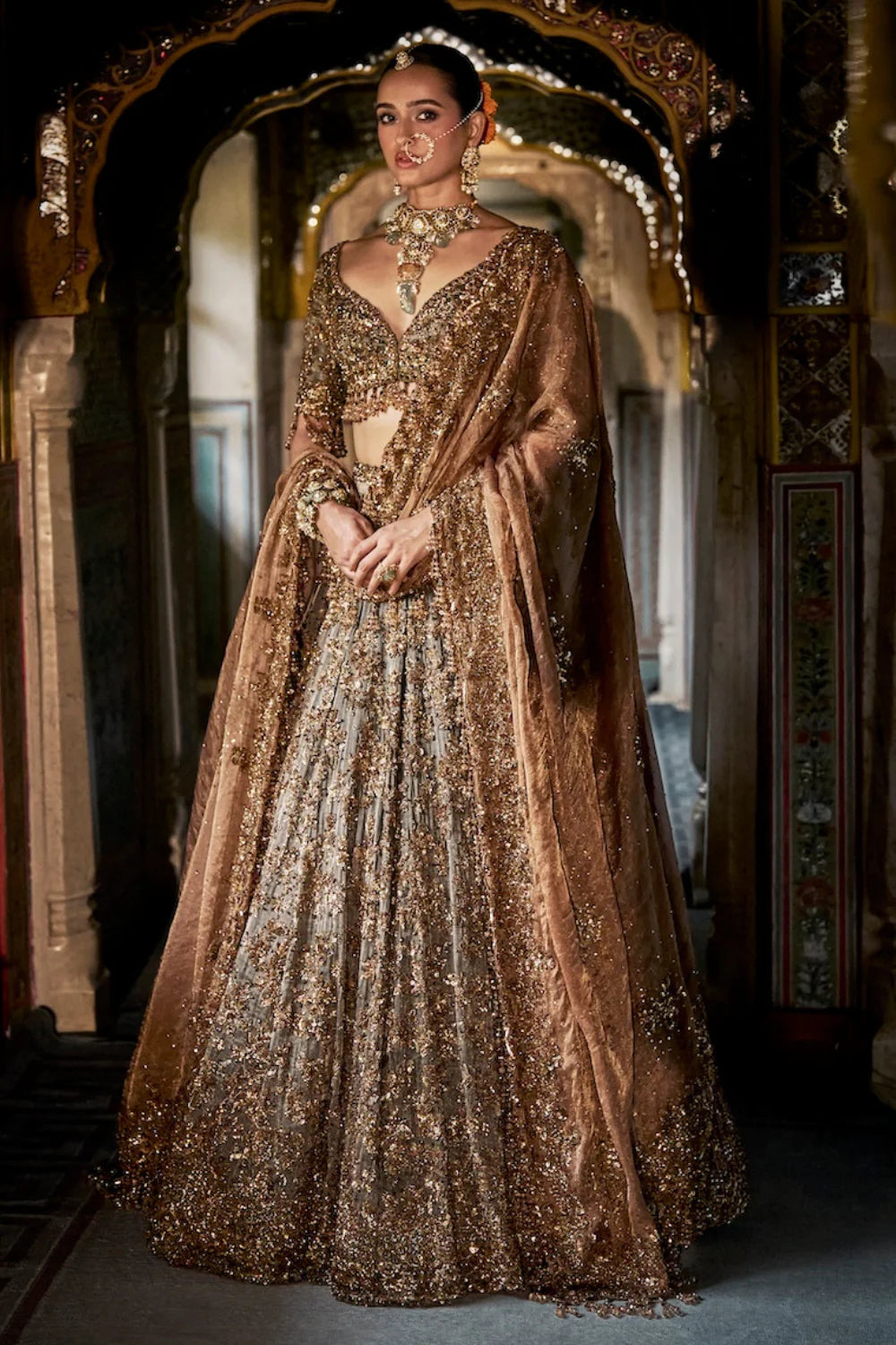 Copper Jade Lehenga Set