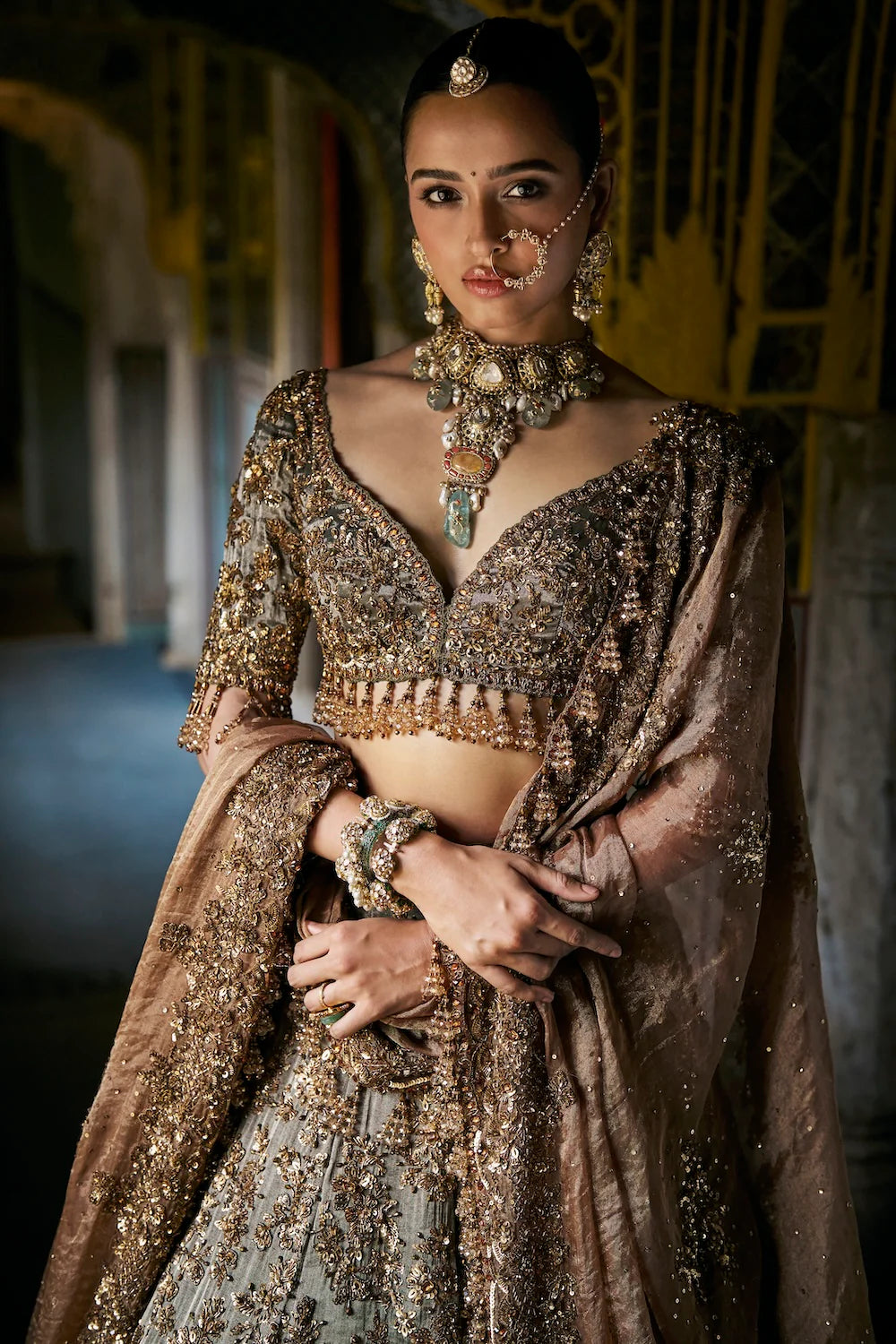 Copper Jade Lehenga Set