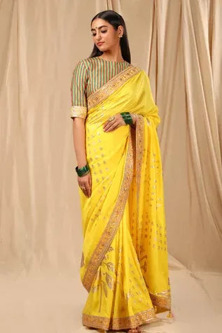 Lemon Yellow Paradise Saree