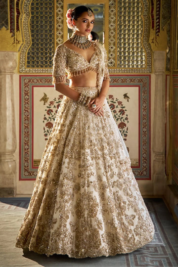 Ivory Gold Floral Lehenga Set