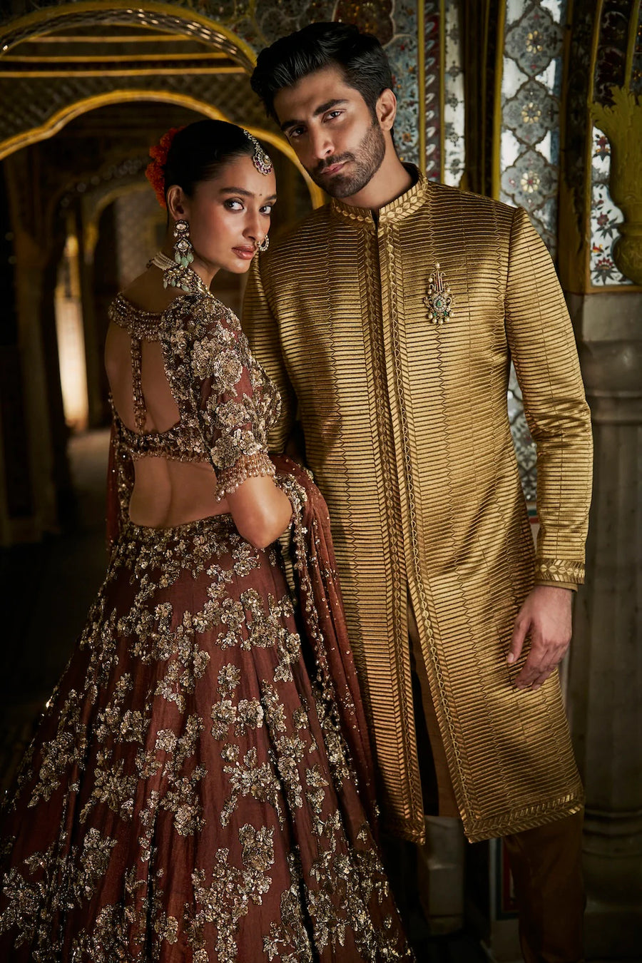 Military Green Sherwani Set