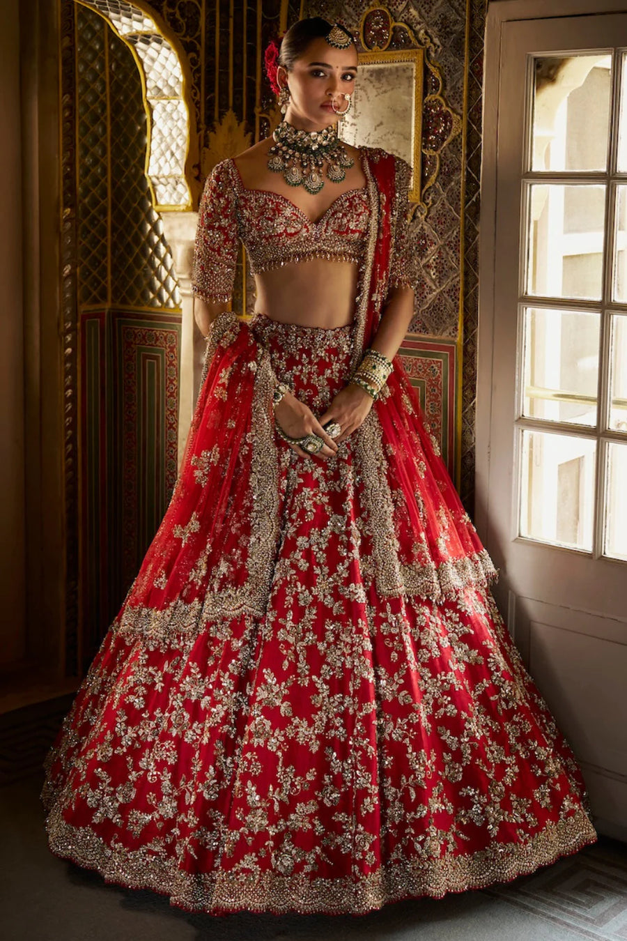 Red Zardosi Lehenga Set