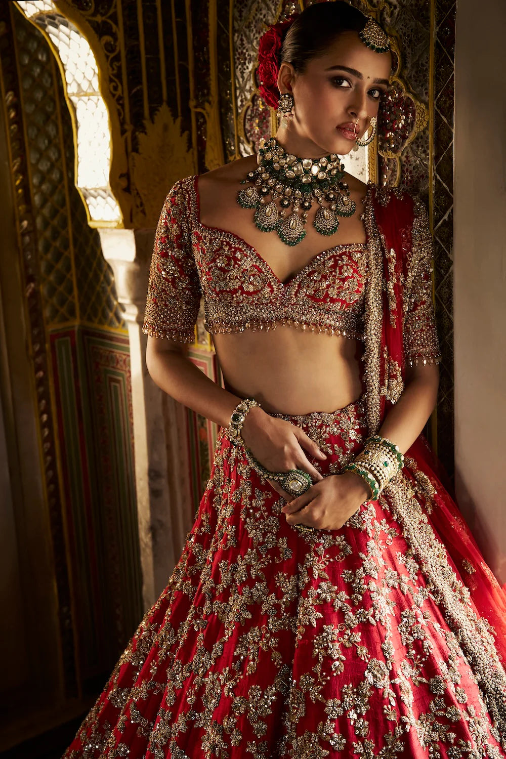 Red Zardosi Lehenga Set