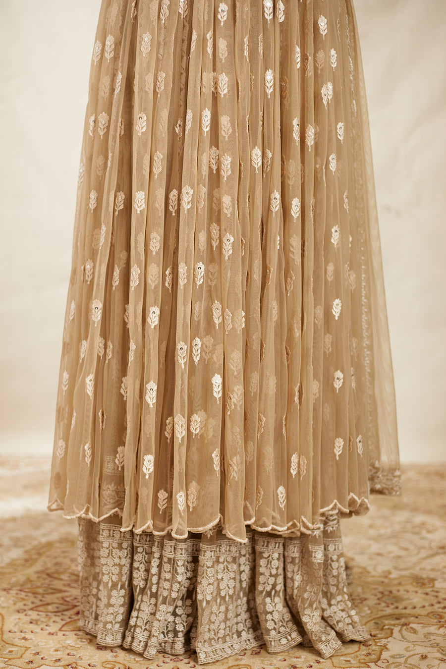 Beige and Cream Sharara Set