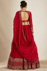 Red Chanderi Lehenga Set