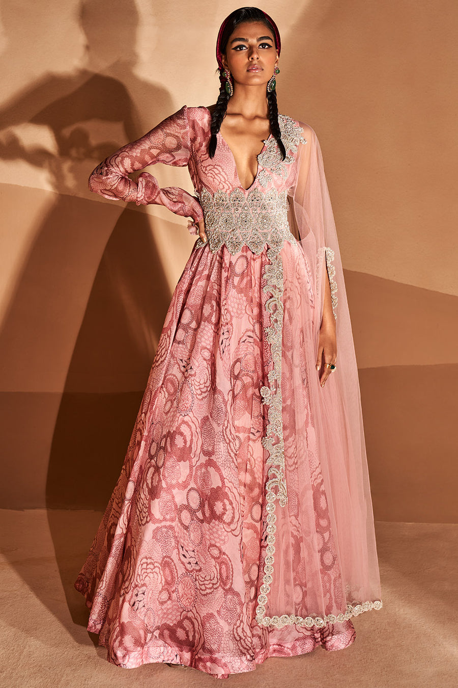 Blush Bahaar Cape Dupatta Belted Anarkali