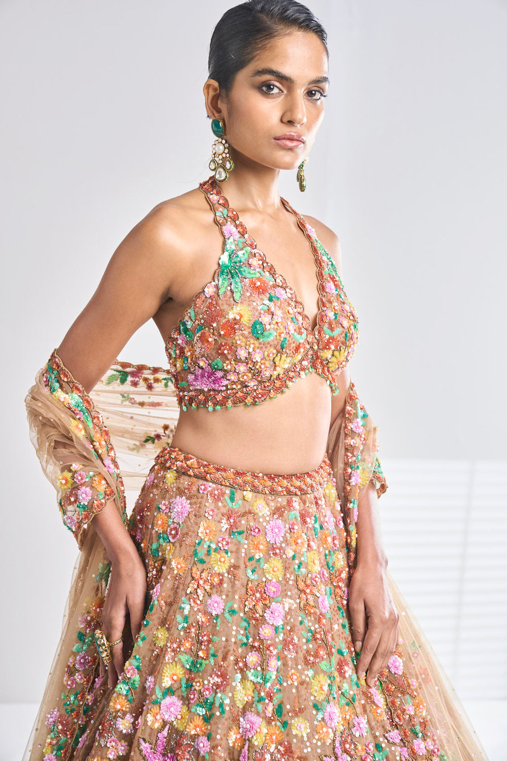 Caramel Multi-Coloured Lehenga Set