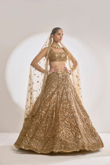 Copper Sequin Lehenga Set