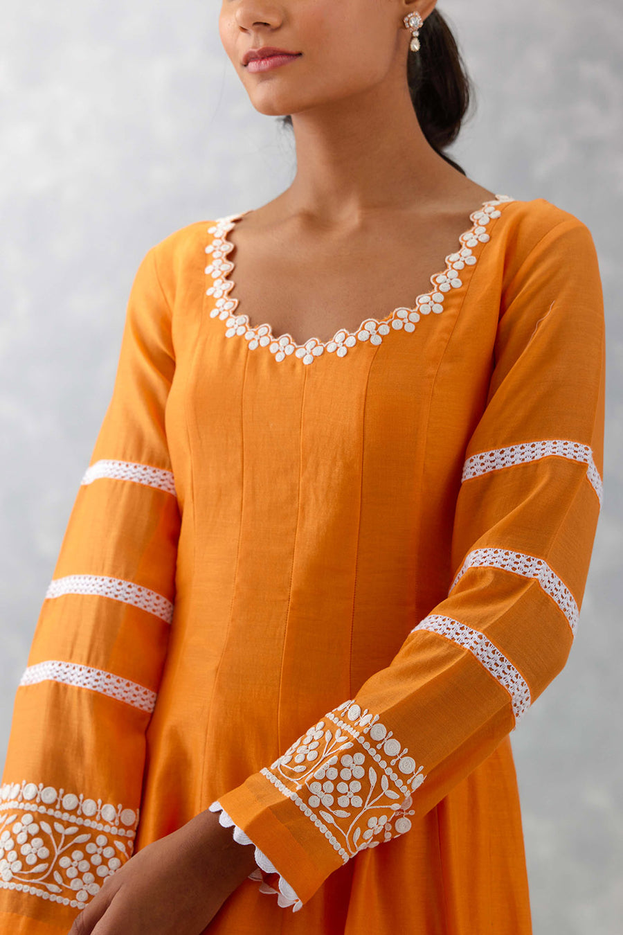 Orange Chanderi Anarkali Set