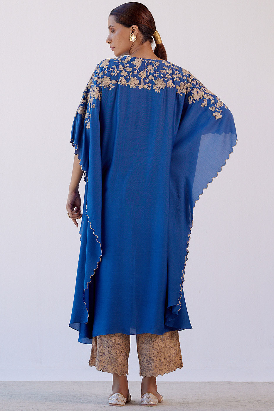 Blue Embroidered Kaftan Set