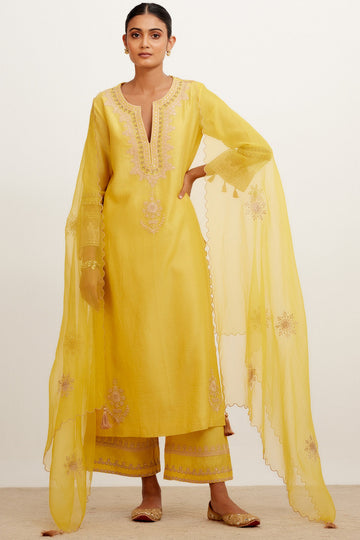 Mustard Dori Embroidered Kurta Set