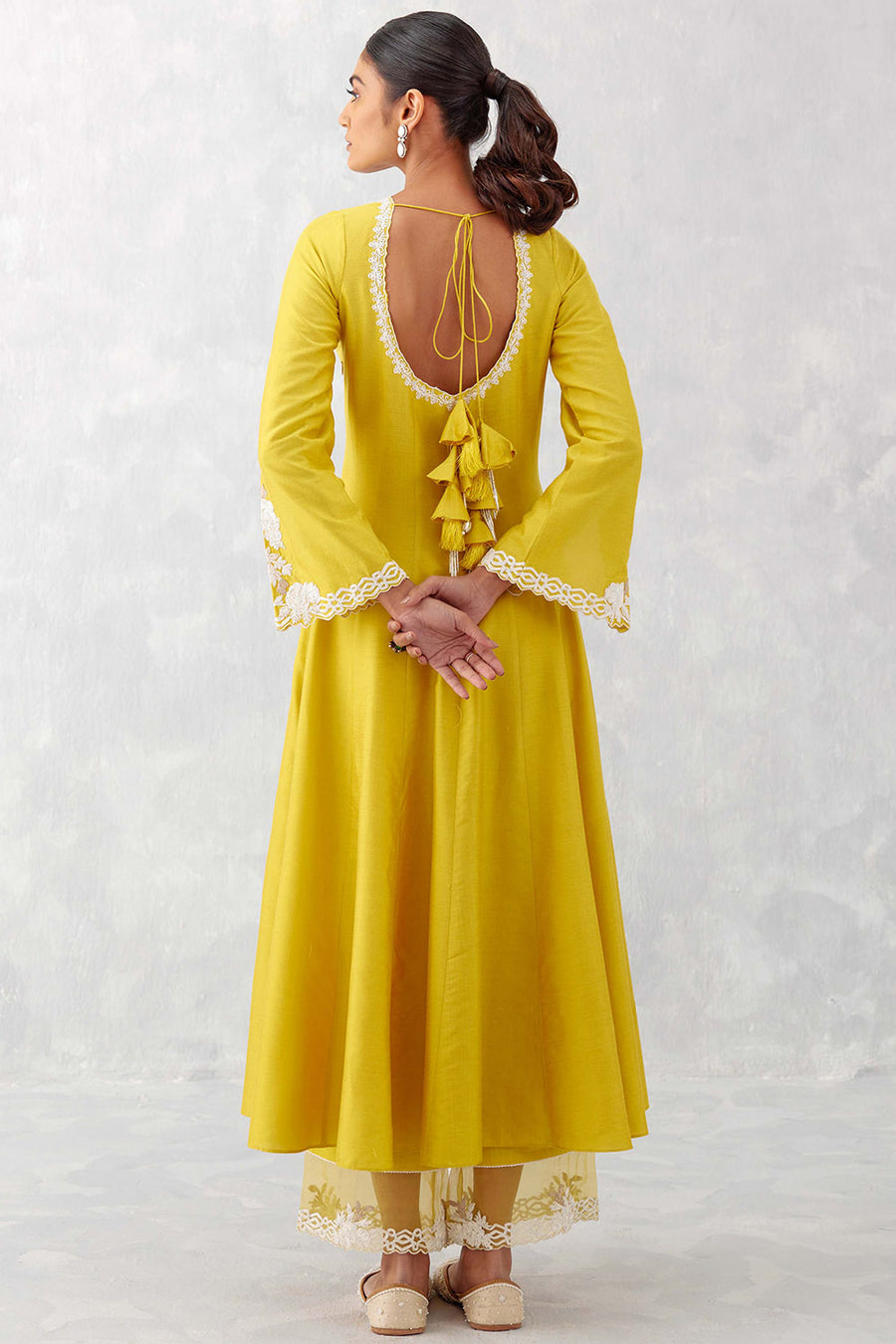 Mustard Yellow Embroidered Anarkali Set