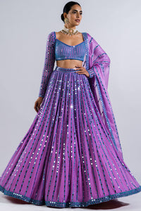 Mauve Linear Drop Lehenga Set