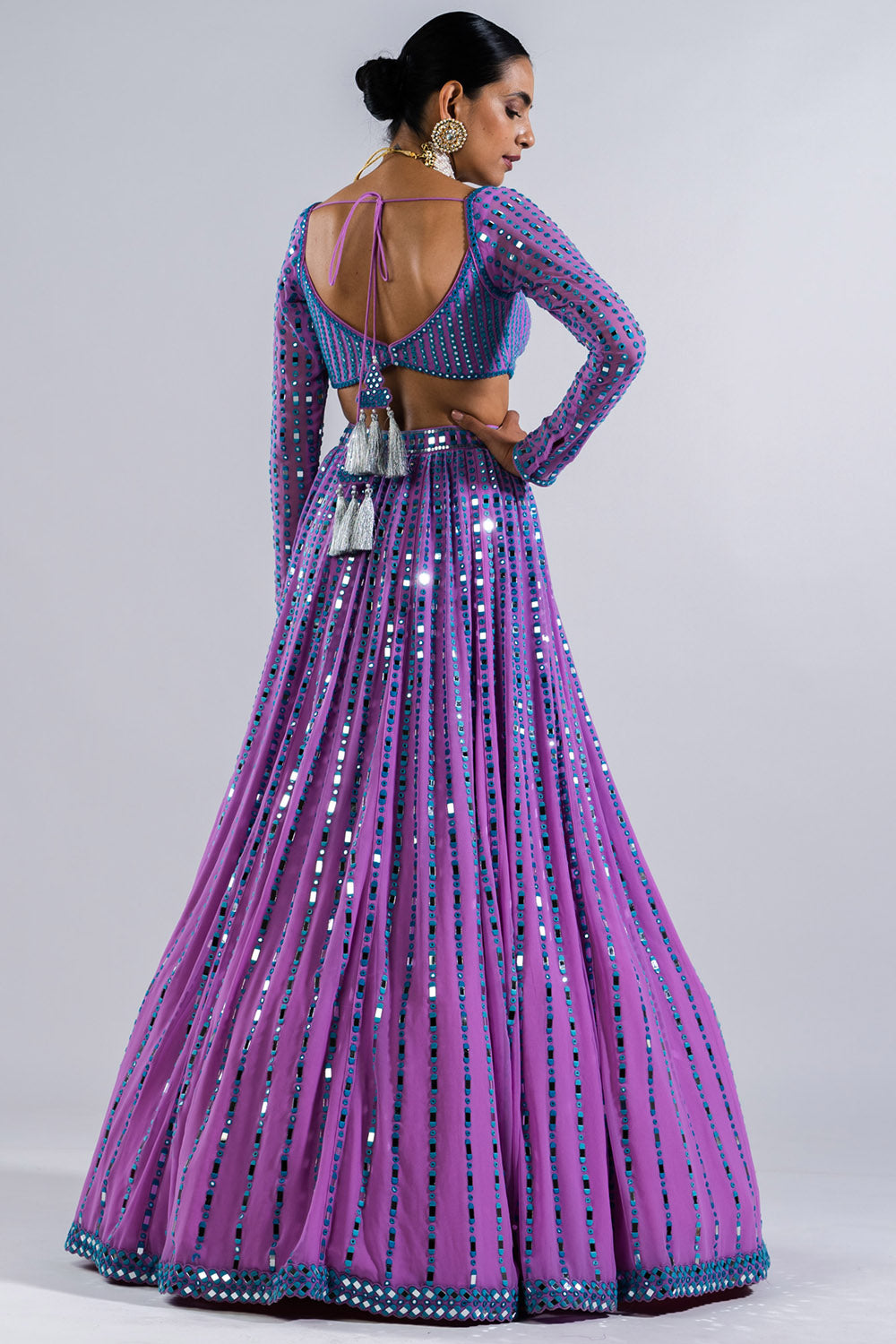 Mauve Linear Drop Lehenga Set