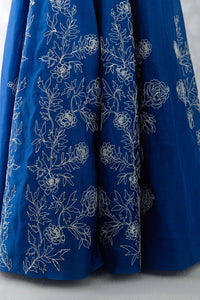 Blue Floral Embroidered Silk Lehenga Set