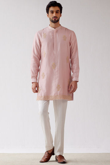 Blush Pink Embroidered Short Kurta Set