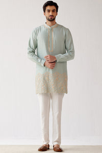 Sage Green Embroidered Short Kurta Set