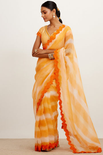 Orange Tie-Dye Saree