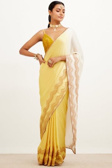 Yellow Shaded Satin Saree