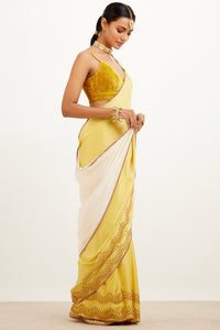 Yellow Shaded Satin Saree