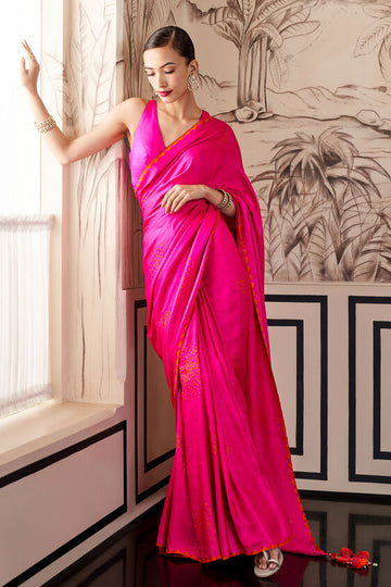 Hoor Saree - Hot Pink
