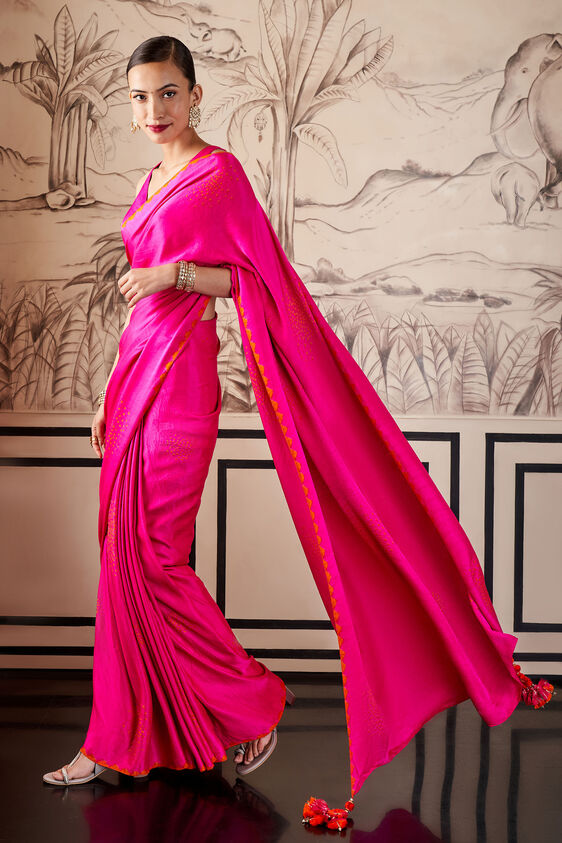 Hoor Saree - Hot Pink