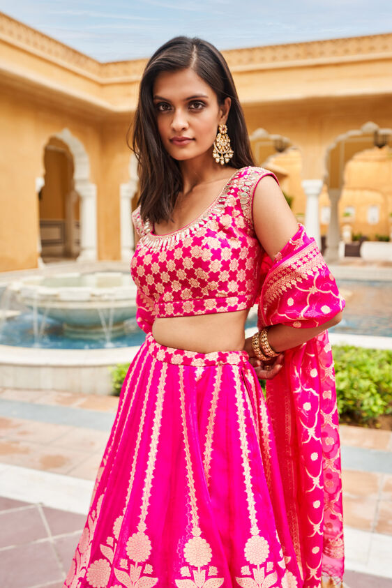 Zaina Lehenga Set - Hot Pink