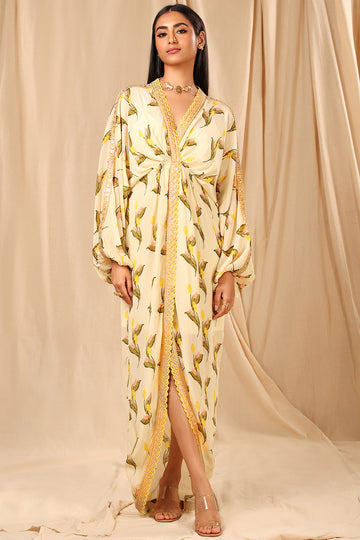 Ivory Floral Fantasy Kaftan