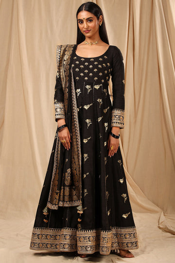 Black Vintage Fiona Anarkali Set