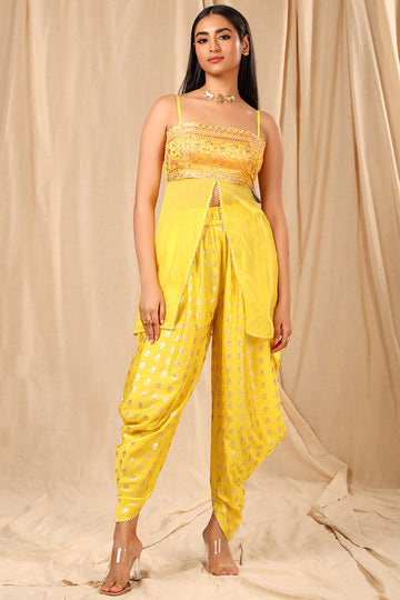 Peplum with Cowl Dhoti