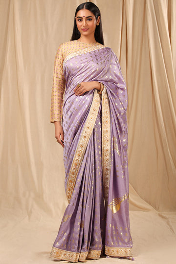 Lilac Lovebird in the Garden Saree